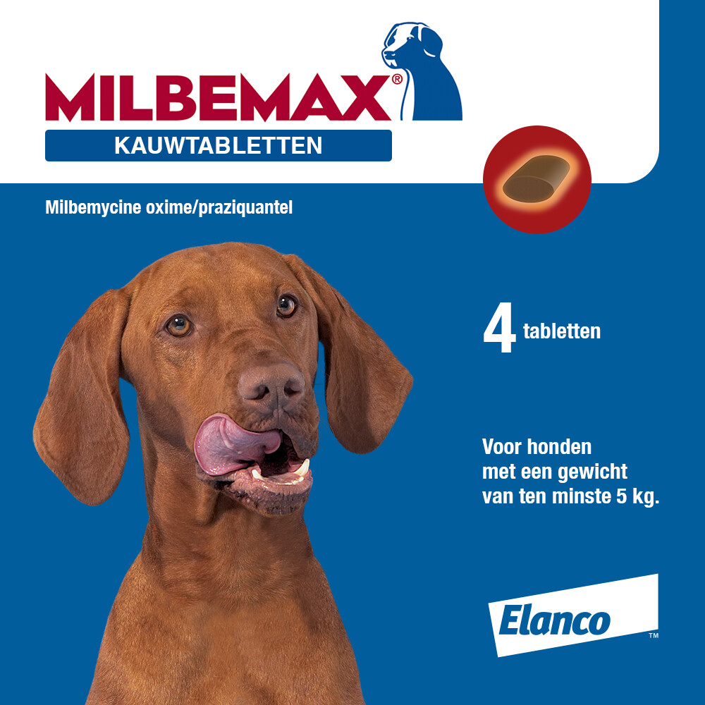 Milbemax Ontworming Kauwtabletten Hond 5 - 75 kg4 tabletten