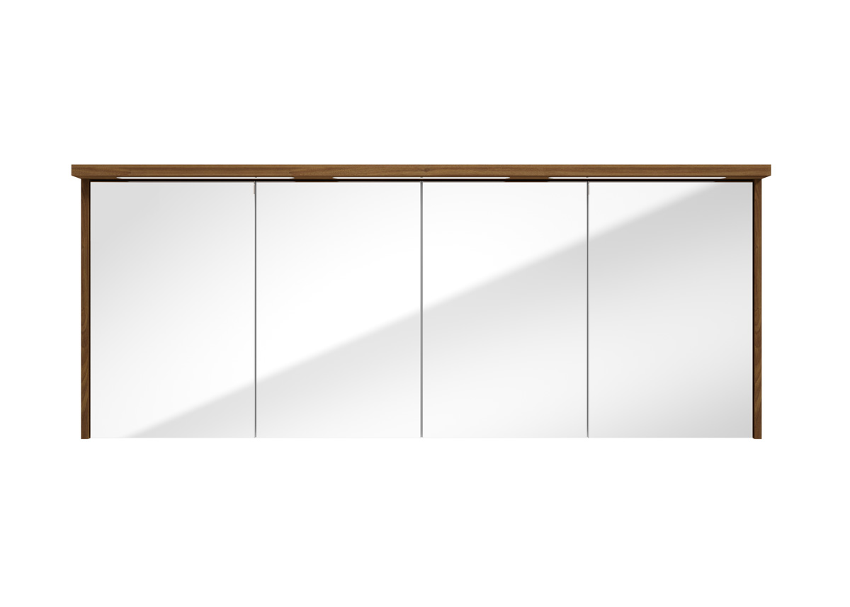 Fontana Grado spiegelkast met verlichting 157cm 4 deuren walnoot