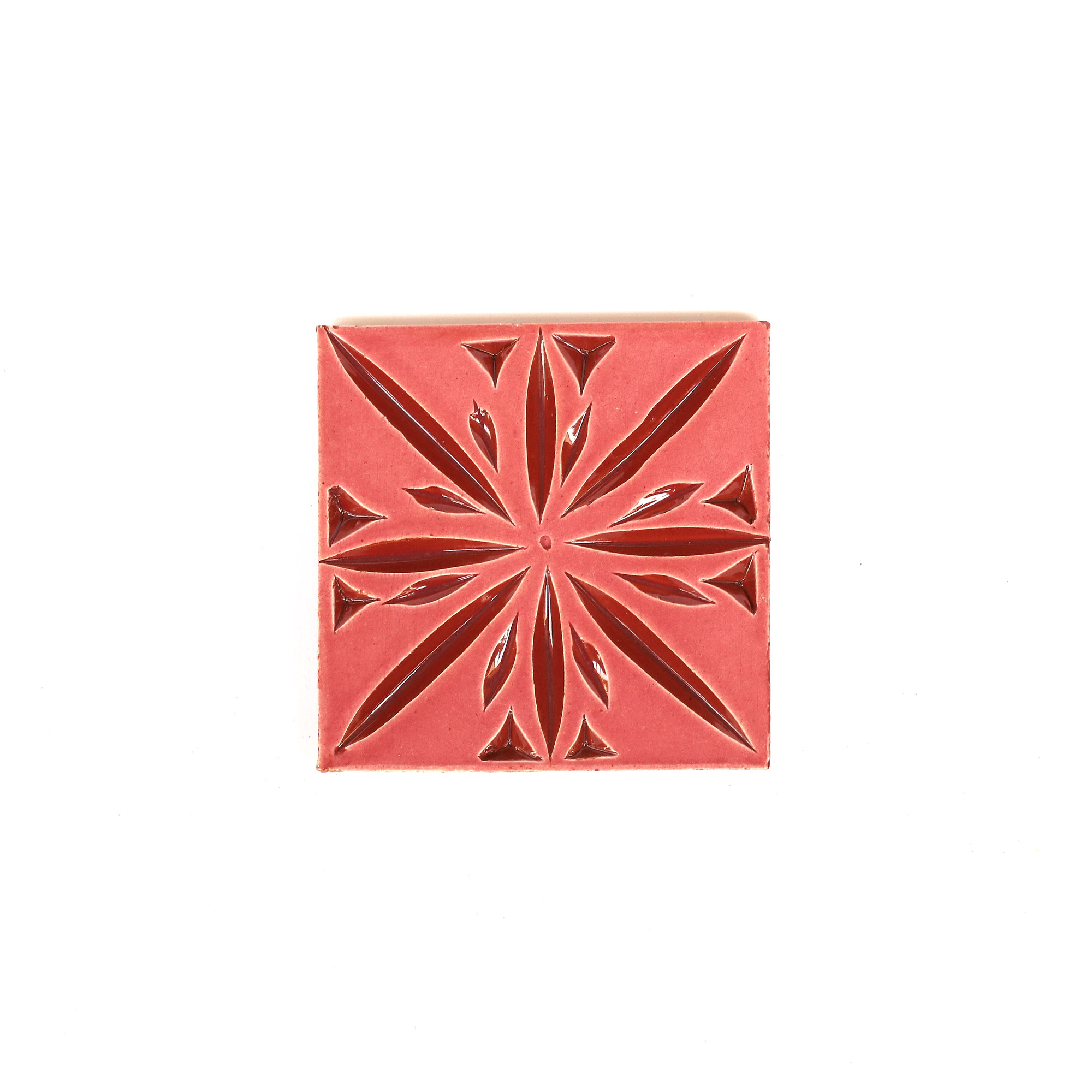Kachel 'graviert' rosé, T 10 cm, B 10 cm, H 1 cm von fischer's lagerhaus