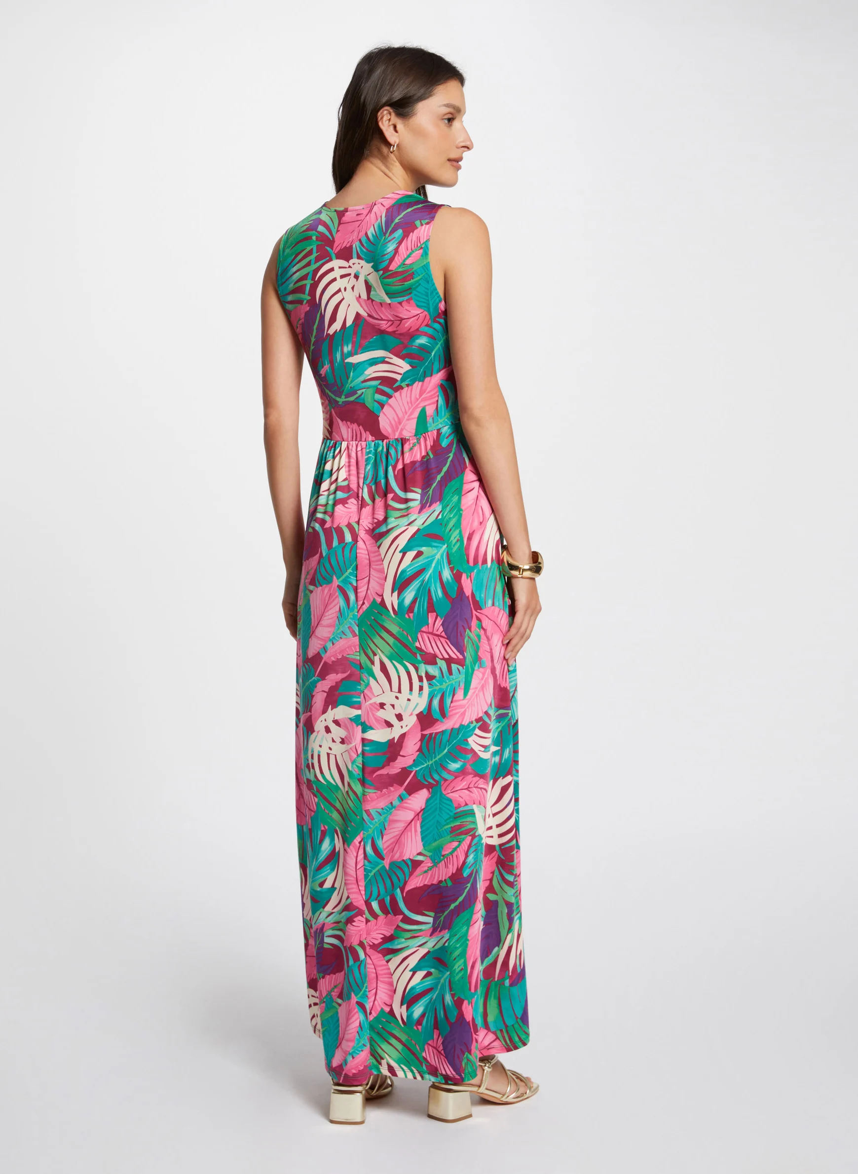 RIDI - Robe longue col V imprimée | Multicolore