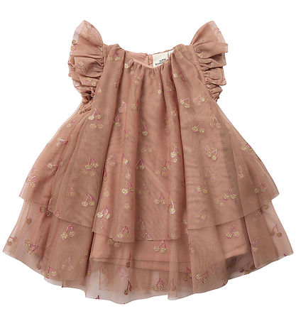 Sofie Schnoor Kjole - Rosy brown m. Kirseb?r/Glimmer