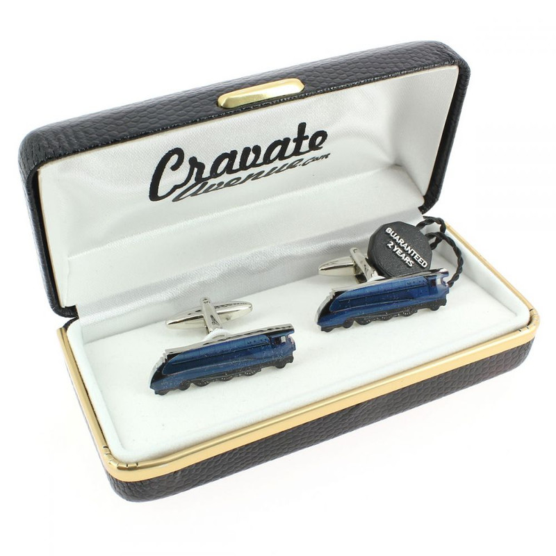 Boutons de manchette, Train Mallard steam bleu