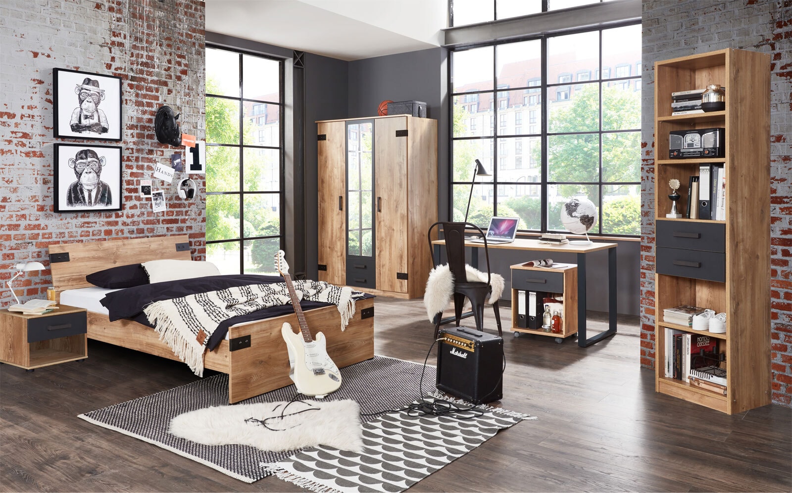 Schreibtisch Liverpool Plankeneiche Nachbildung ca. 140 x 74 x 70 cm