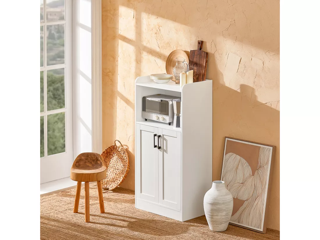 Desserte Micro-ondes Meuble de Cuisine Buffet Commode Armoire à Micro-ondes Placard, FSB47-W