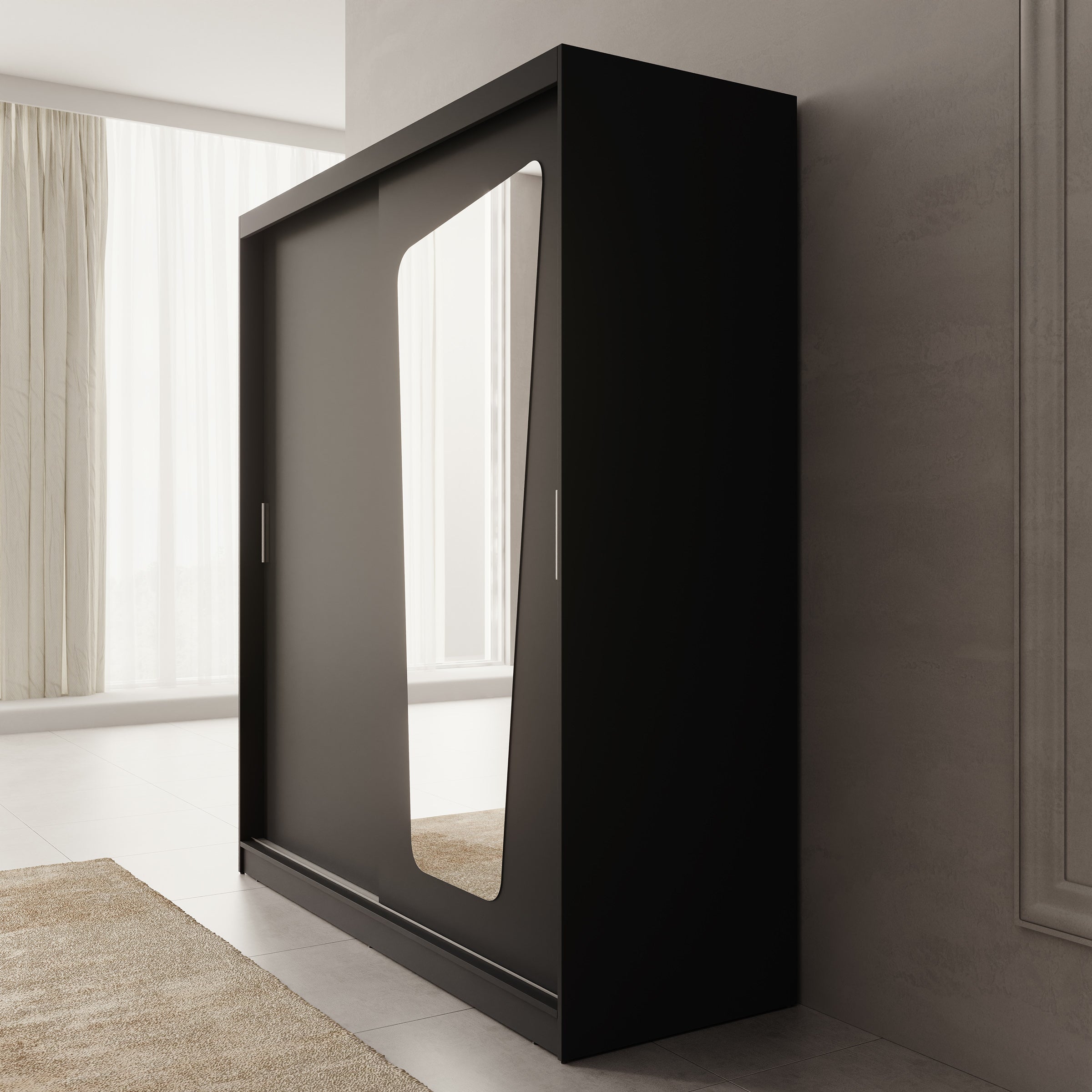 Moyo - Kledingkast met 2 schuifdeuren - Zwart - 180x62x200 cm