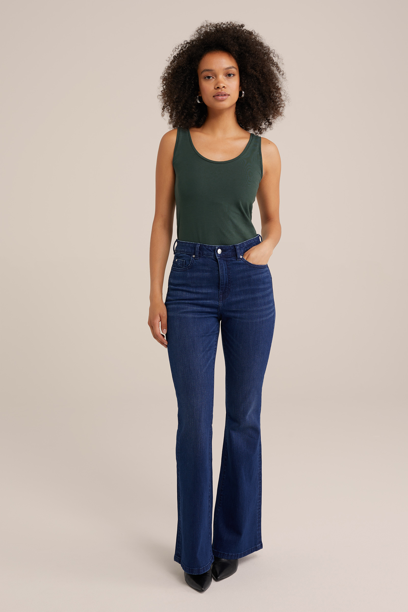 singlet van katoenmix WE Fashion Groen