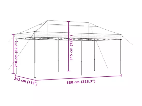 Tente de réception pliable escamotable taupe 580x292x315 cm