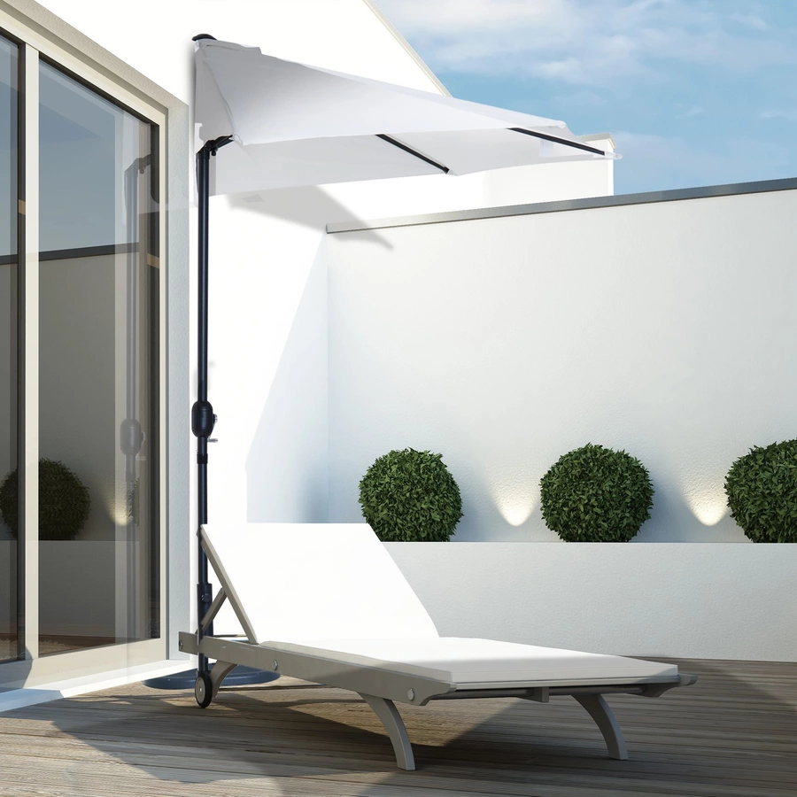 Outsunny Sonnenschirm mit Handkurbel cremeweiß