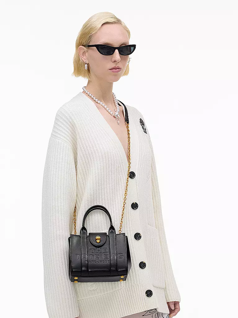 MARC JACOBS Ledertasche - Mini Bag THE TURNLOCK CROSSBODY TOTE schwarz