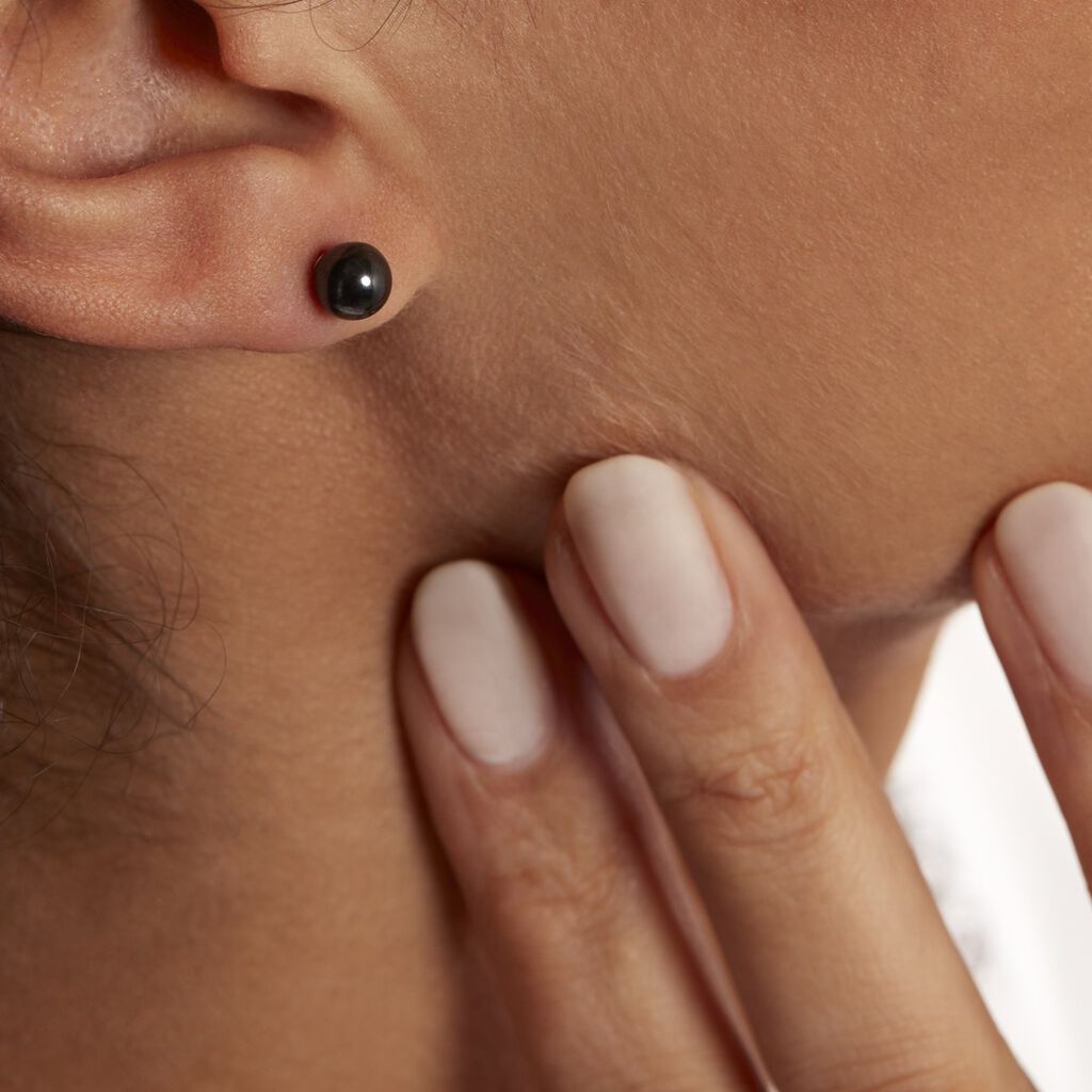 Boucles D'oreilles Puces Solene Argent Blanc Céramique