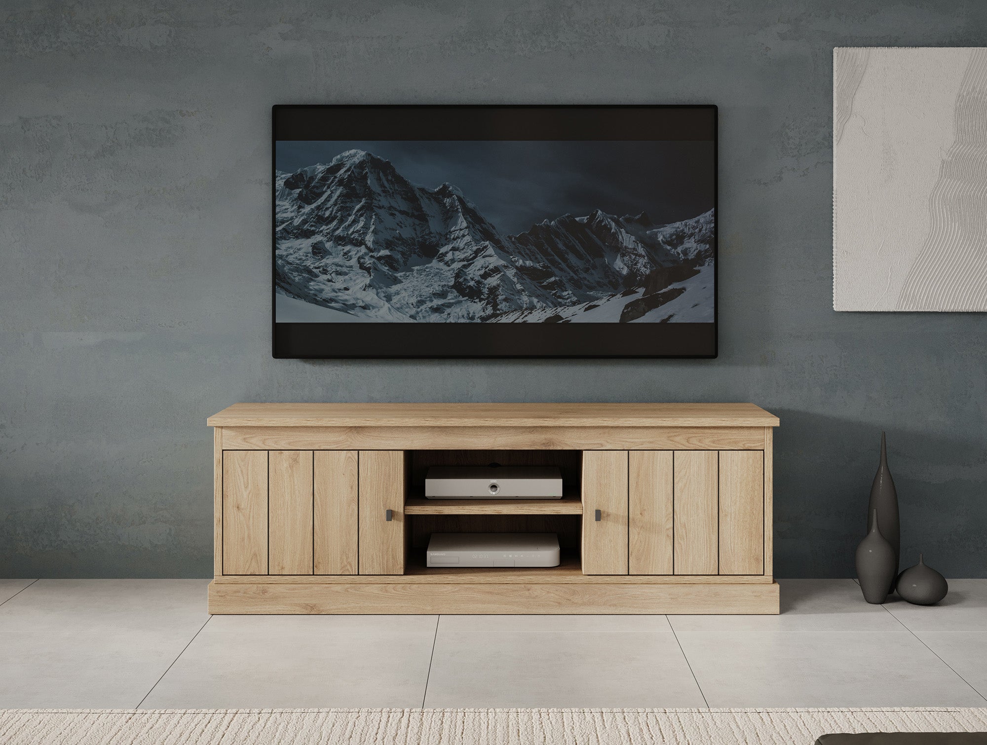 Meubella - TV-Meubel Vince - Eiken - 155 cm