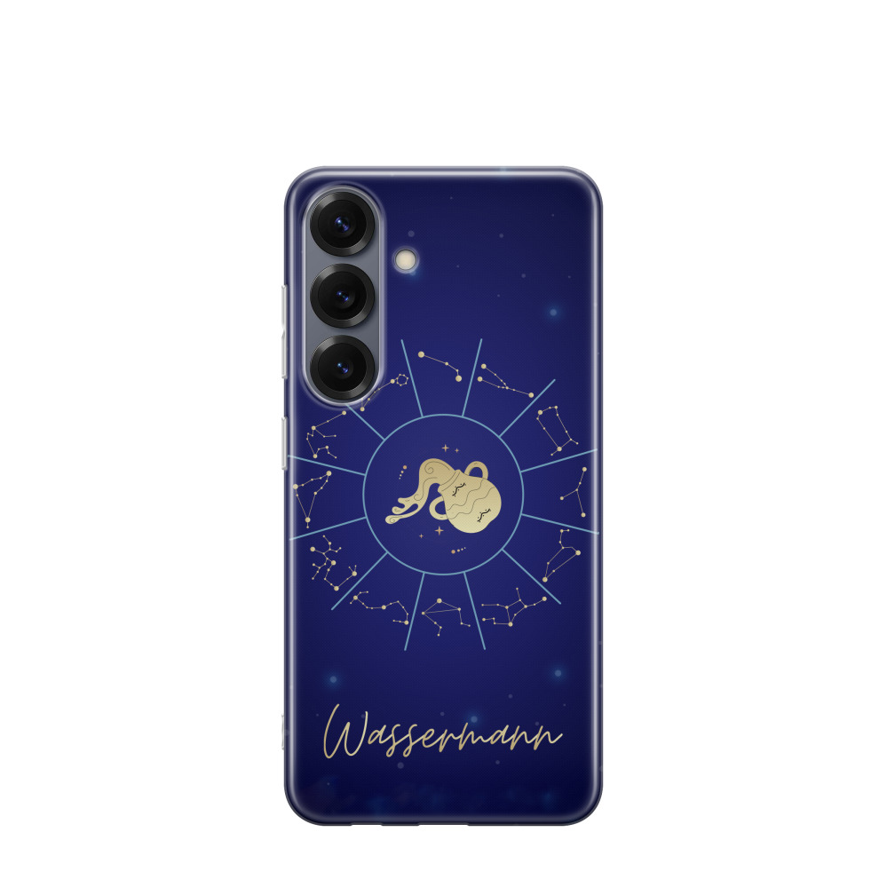Samsung Galaxy S25 Gummi Hülle Wassermann 3 - Blau
