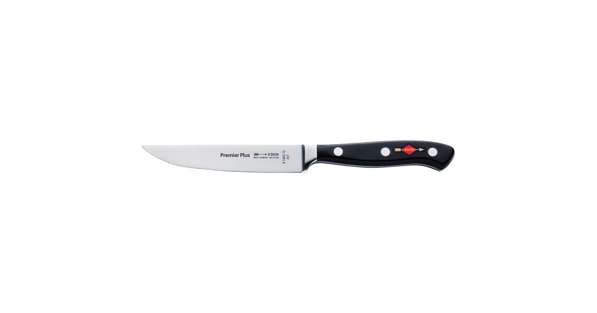 DICKPremier Plus Steakmes gekartelde rand  (Zwart/zilver, 12 cm)