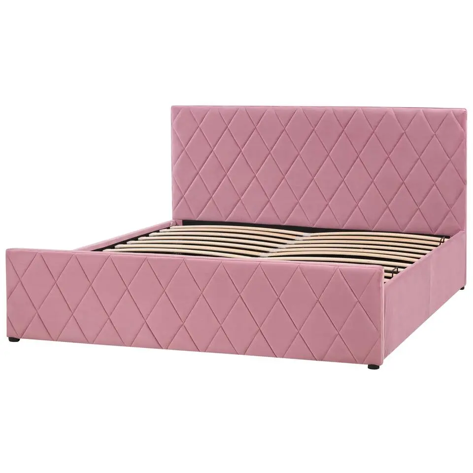 ROCHEFORT - Tweepersoonsbed - Roze - 160 x 200 cm - Fluweel