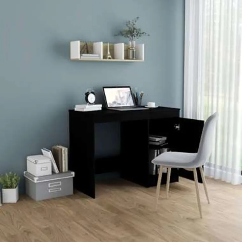 vidaXL - Bureau - Zwart - Bewerkt hout