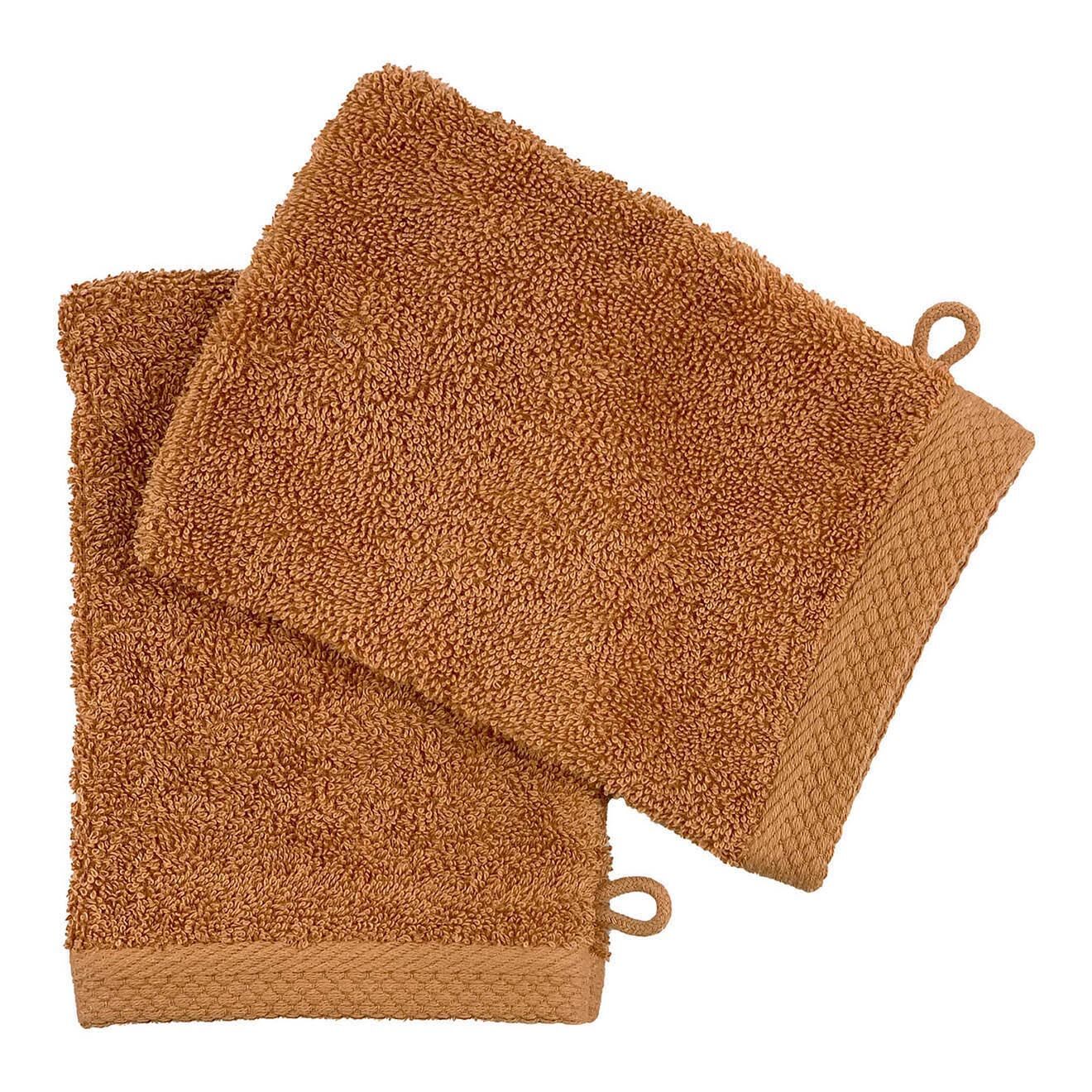 Soft by Perle de Coton 2 Gants de toilette camel - 16x21 cm