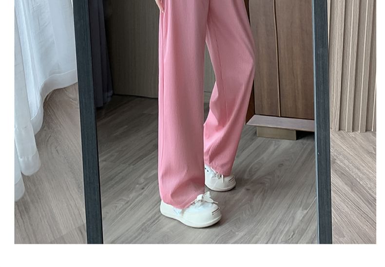 Dovitade - Effen corduroy broek met elastische taille en rechte pijpen