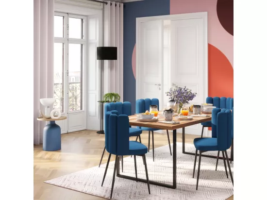 Table d'appoint ronde en métal bleu et laiton D45 cm - Lyne