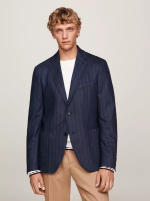 Blazer de corte regular com trama espinha de peixe