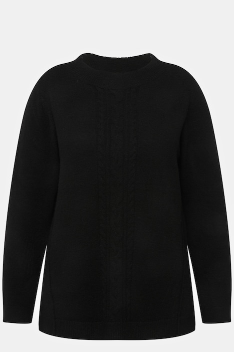 Pullover, Zopfmuster, Stehkragen, Langarm
