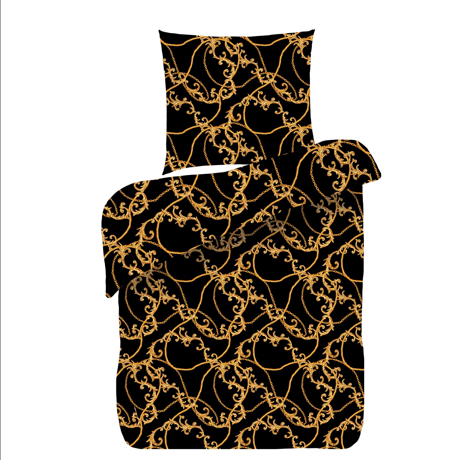 Bettwäsche - schwarz-gold - 155x220 cm
