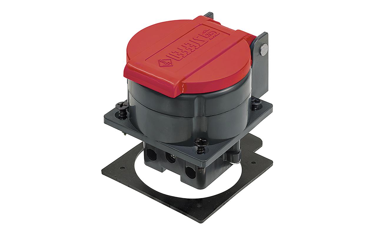 Einbausteckdose T15 IP55 mit Verschlussdeckel, RotIP55 T25 Steckdose mit Dichtung und vormontieren Schrauben