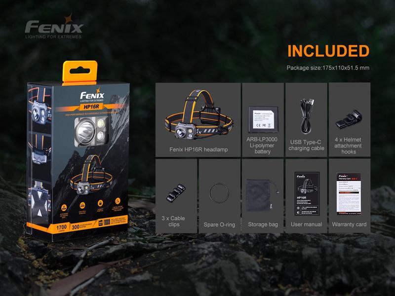 Fenix Stirnlampe HP16R Grau LED Stirnlampe