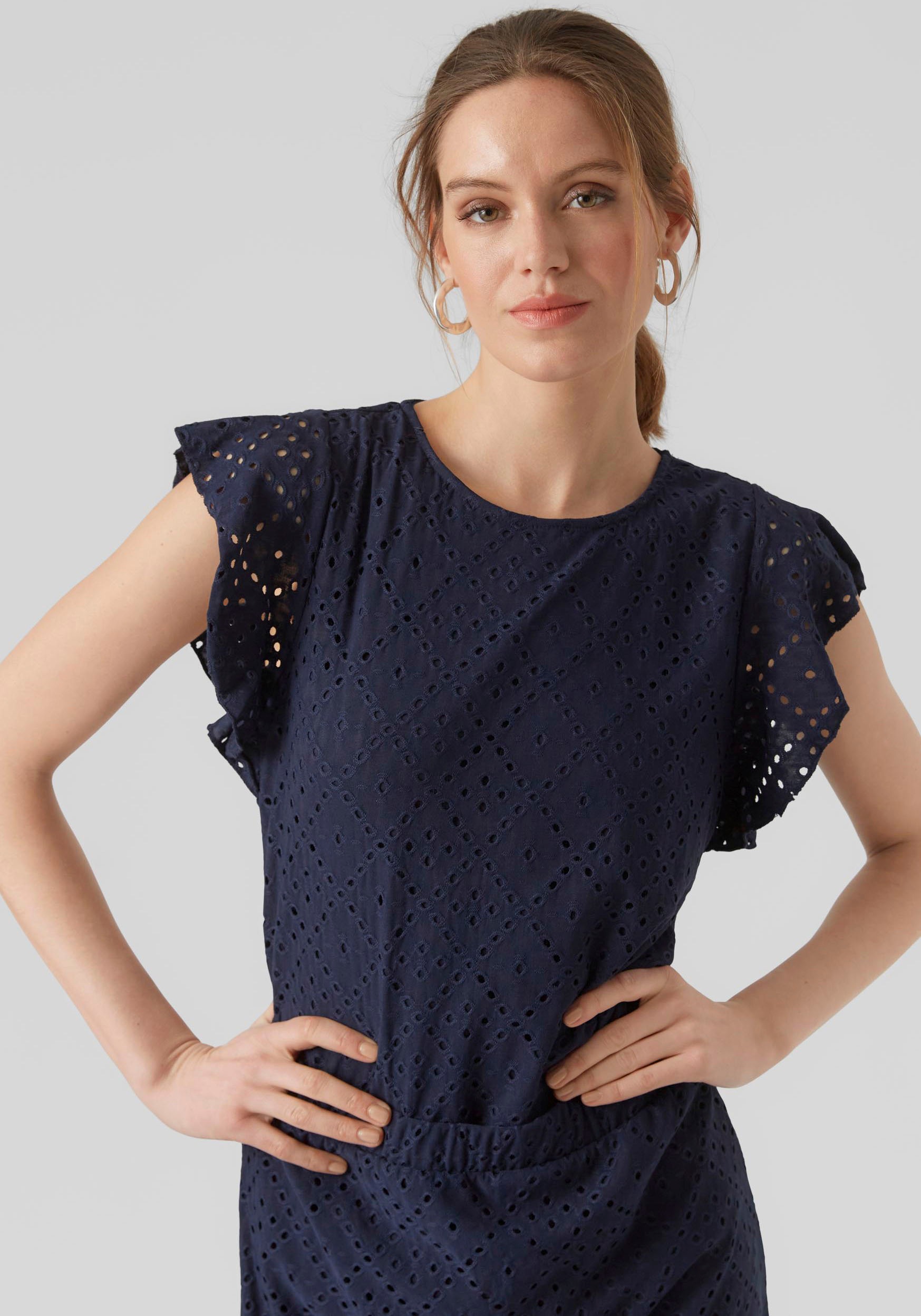 Vero Moda Rundhalsshirt »VMTASSA SL FRILL TOP NOOS«