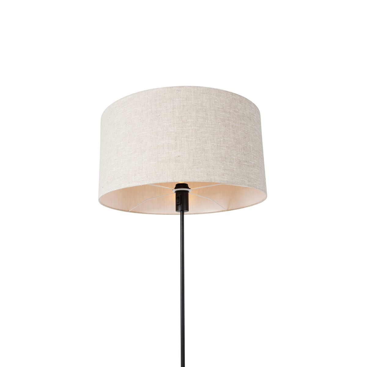 Vloerlamp zwart verstelbaar met kap lichtgrijs 50 cm - Parte