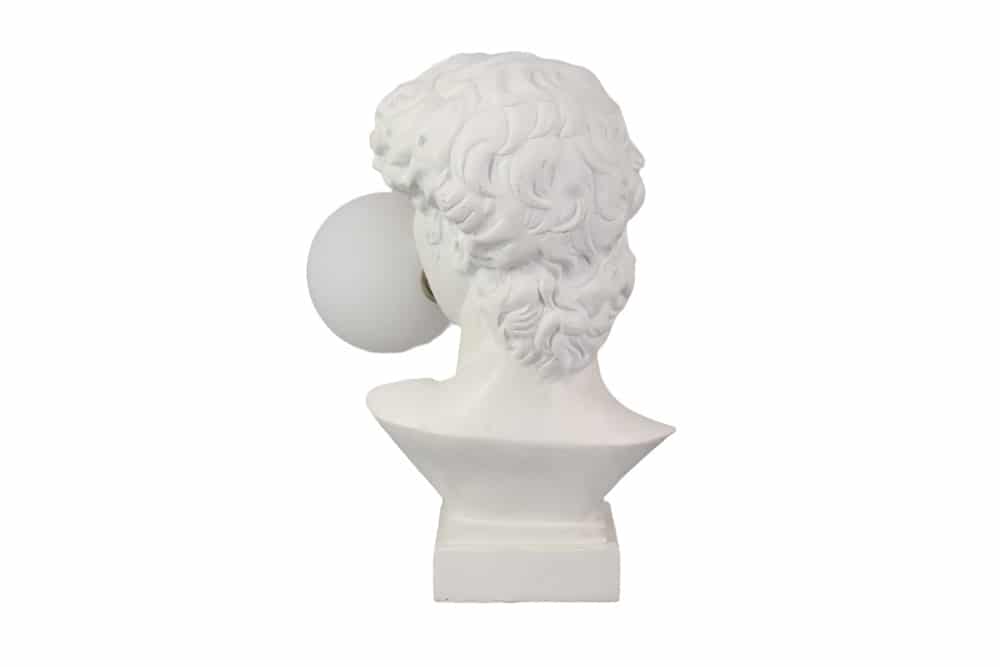 Handgefertigte Tischlampe DAVID 30cm weiß Büste mit Lampenkugel