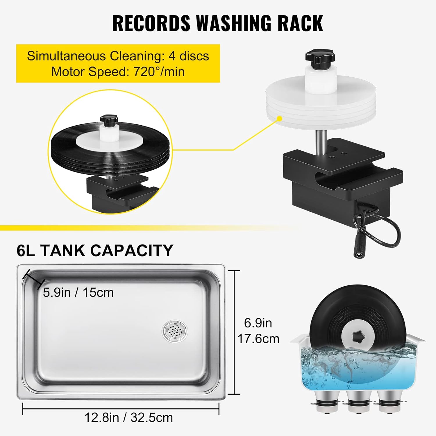 VEVOR 6L Digitaler Ultraschall Schallplatten Reinigungsgerät Edelstahl, 33 x 18 x 28,5 cm Ultraschallreinigungsgerät Ultraschallreiniger Ultraschallgerät Heizung Digital Brille Uhren Schmuck