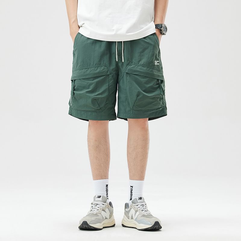 Nataro - Cargoshorts met middelhoge taille en geborduurde letters