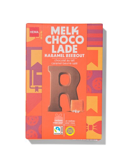 lettre R en chocolat au lait caramel beurre salé 135g