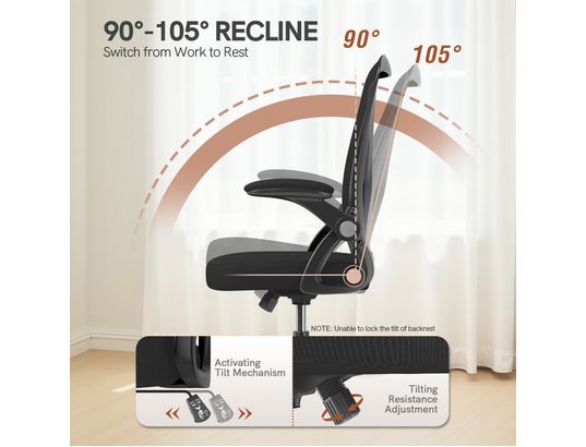 RATTANTREE - Fauteuil de bureau Chaise de bureau réglable en hauteur noire