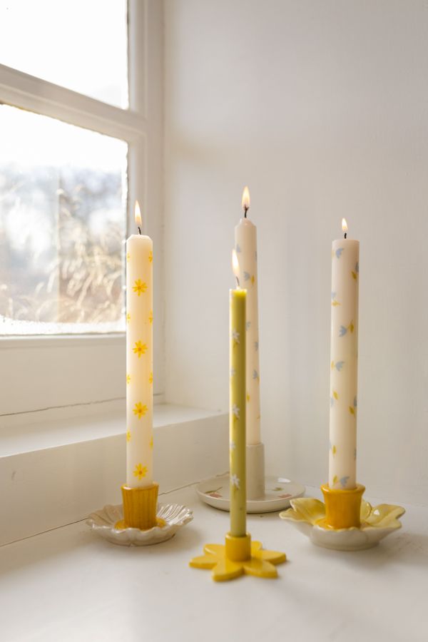 Dinerkaarsen, met bloemen, 25 cm, 2 stuks