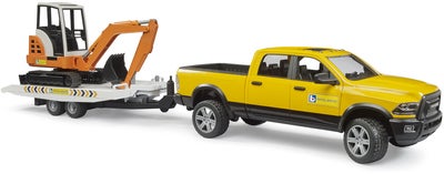 Bruder RAM Power Wagon Arbeidsbil med Tilhenger & Gravemaskin