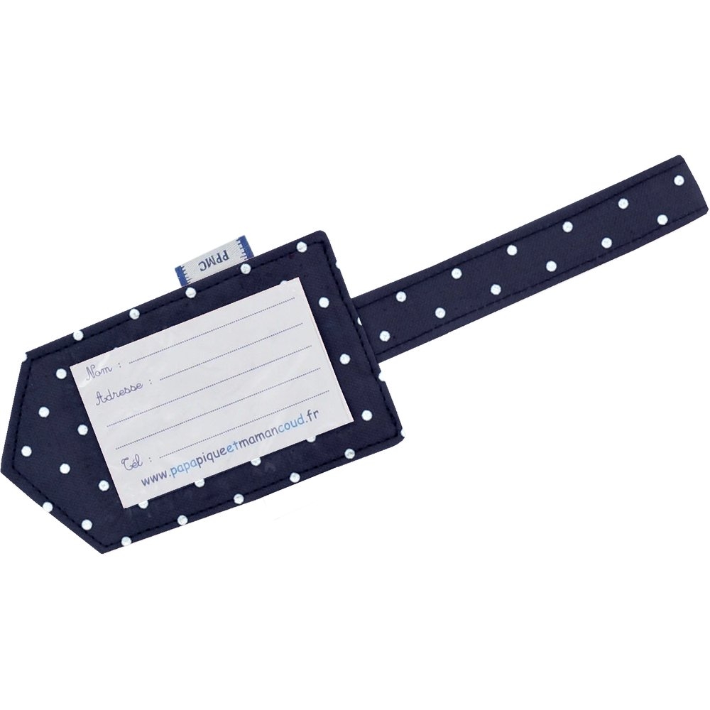 Etiquette Bagage Pois Marine