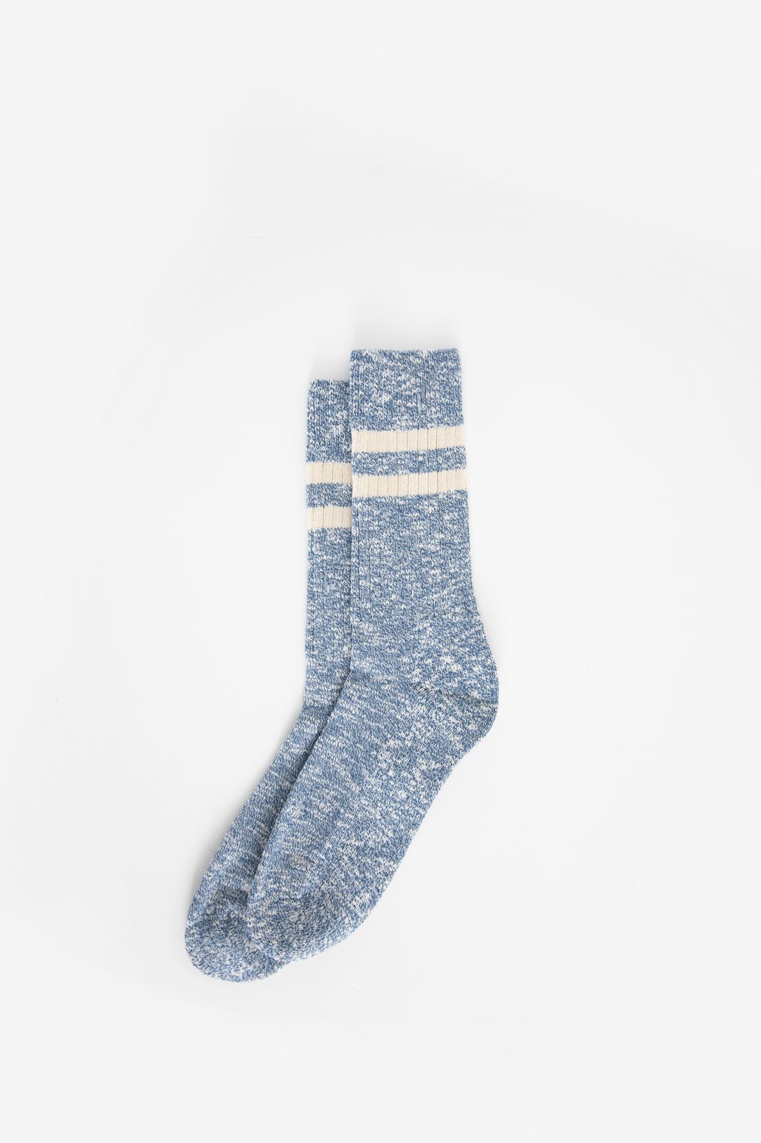 Blauwe warme sokken met beige strepen