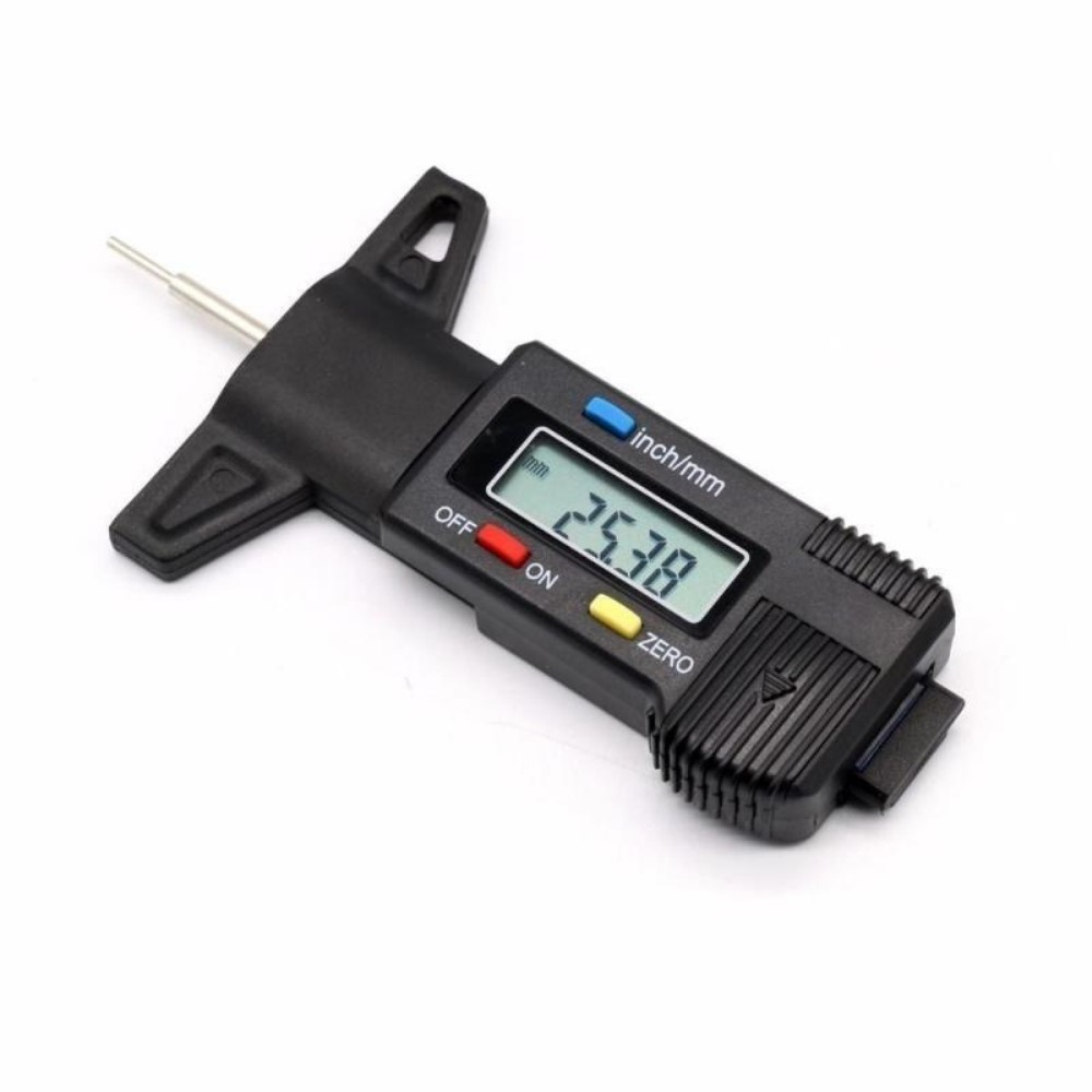 (0-25.4mm) Auto Reifenprofil Messer KFZ Tiefenmessgerät mit LCD Display (Inkl. LR44 Batterie) - Schwarz