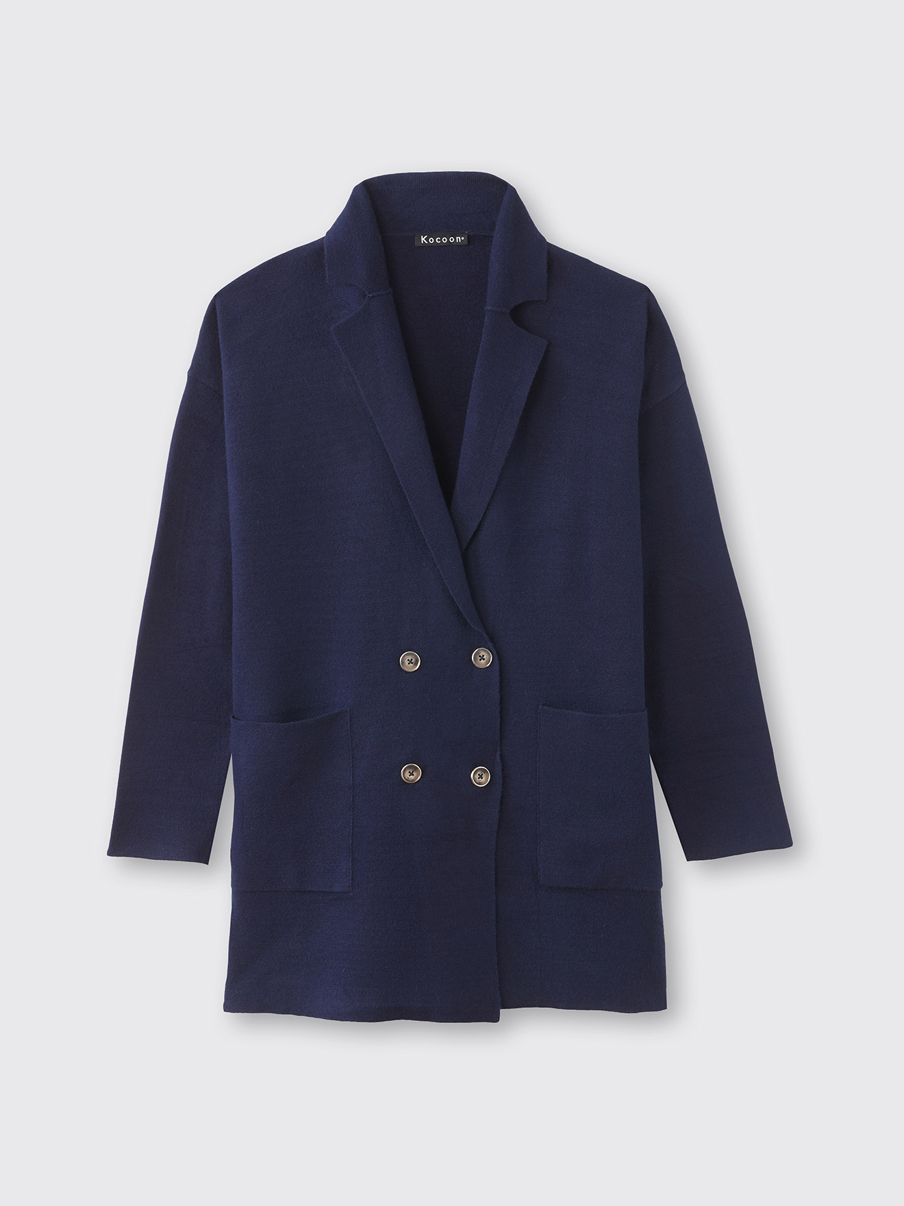 Veste longue croisée en maille milano