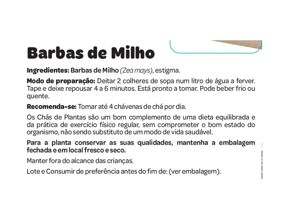CHÁ SALUTEM EM SACO BARBAS MILHO 20G