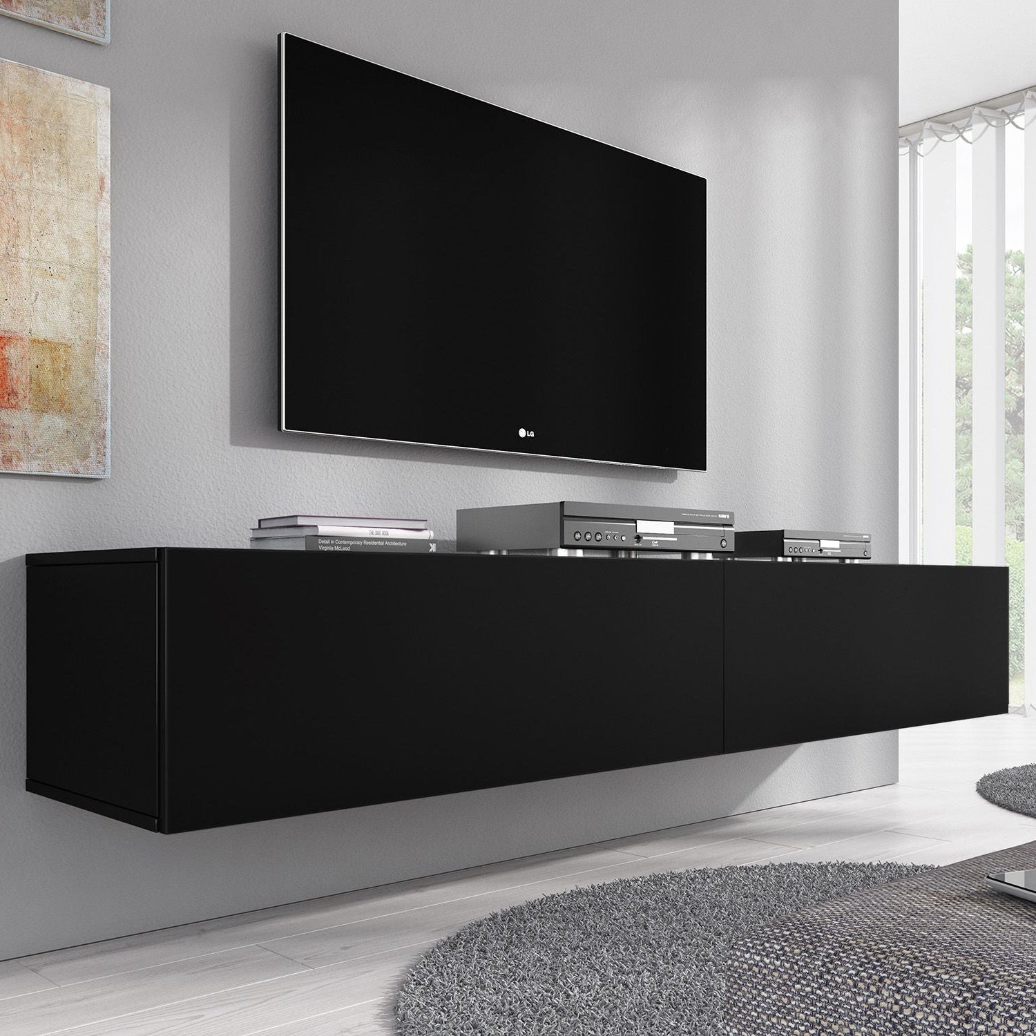 Flame XL - TV-Meubel - Mat zwart - 180 cm