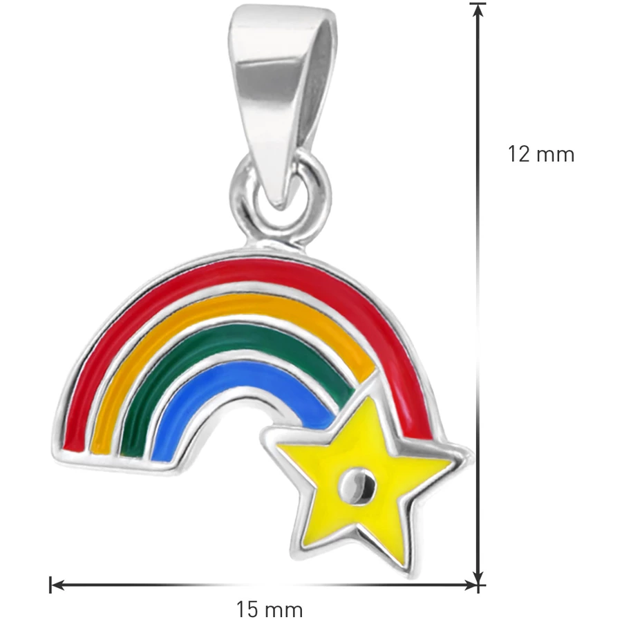 trendor Kinder-Halskette Silber 925 Collier mit Regenbogen-Anhänger silver