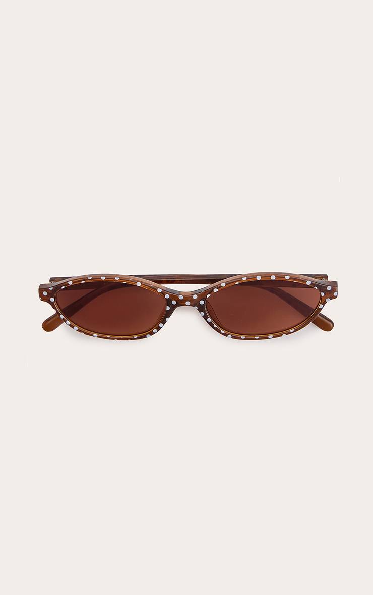 Chocolat Lunettes De Soleil Ovales Fines À Pois