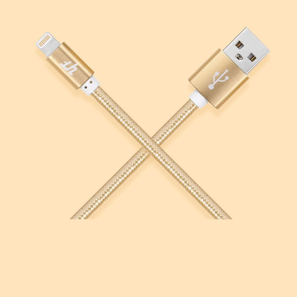 (1m) 2.4A MFi USB A auf Lightning Schnellladekabel Nylon Datenkabel - Gold