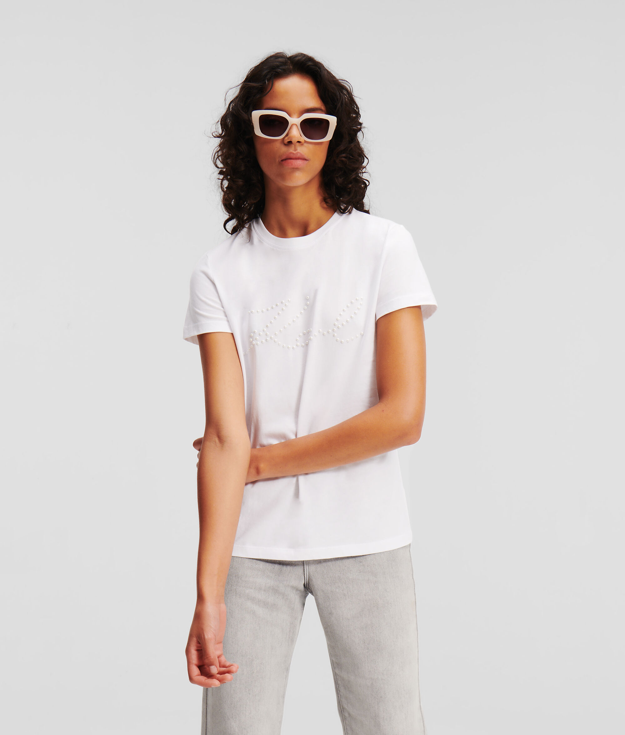 T-SHIRT KARL SIGNATURE ORNÉ DE PERLES