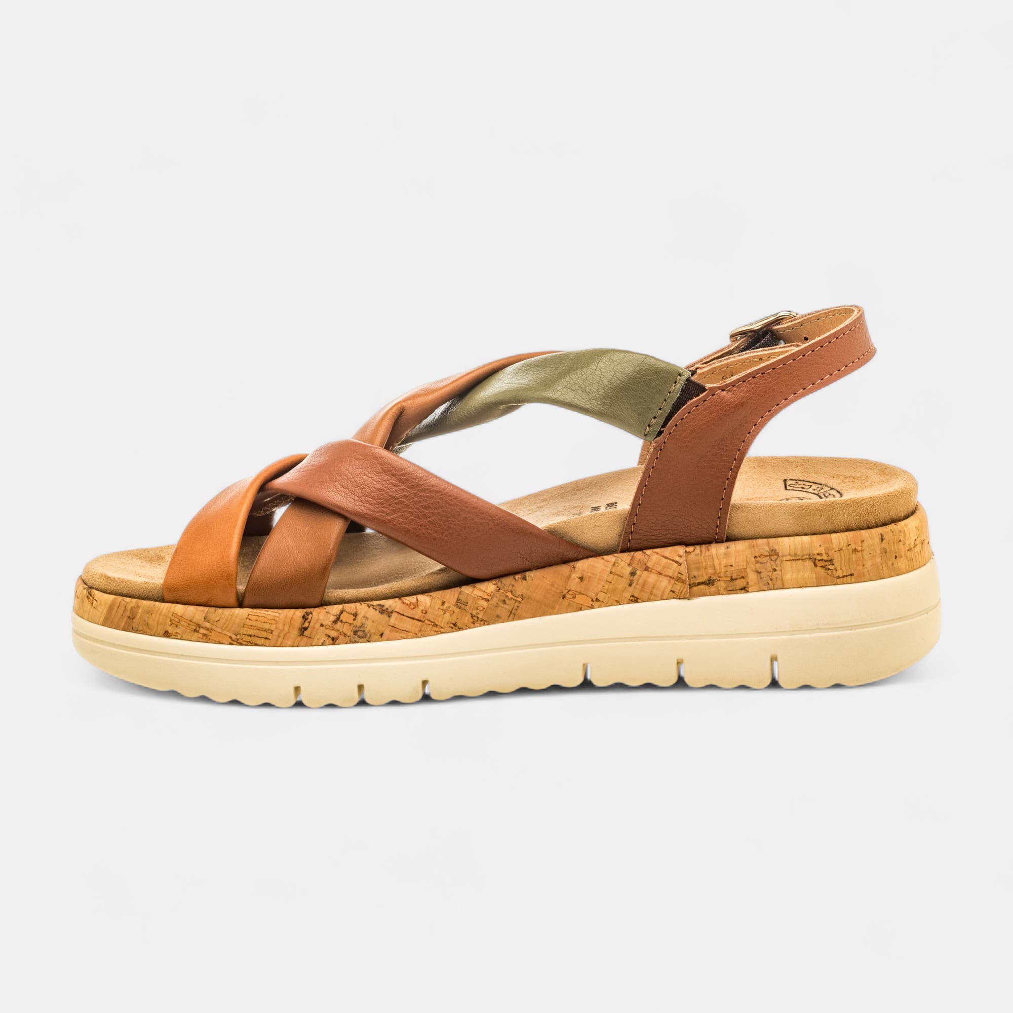 Sandales Femme en cuir cognac