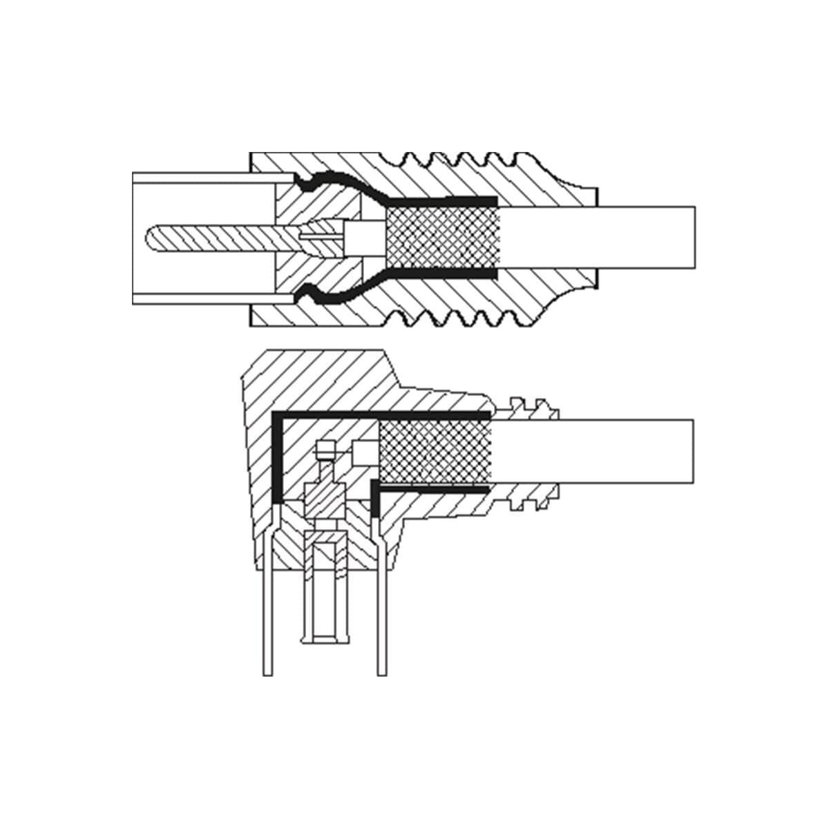 Vinklet antennekabel (80 dB), 2x skjermet