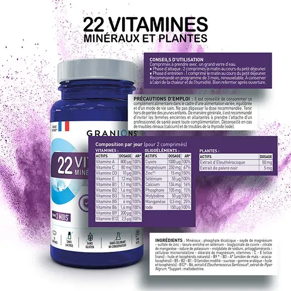 Granions 22 Vitaminas para o Sistema Imunológico, 90 comprimidos