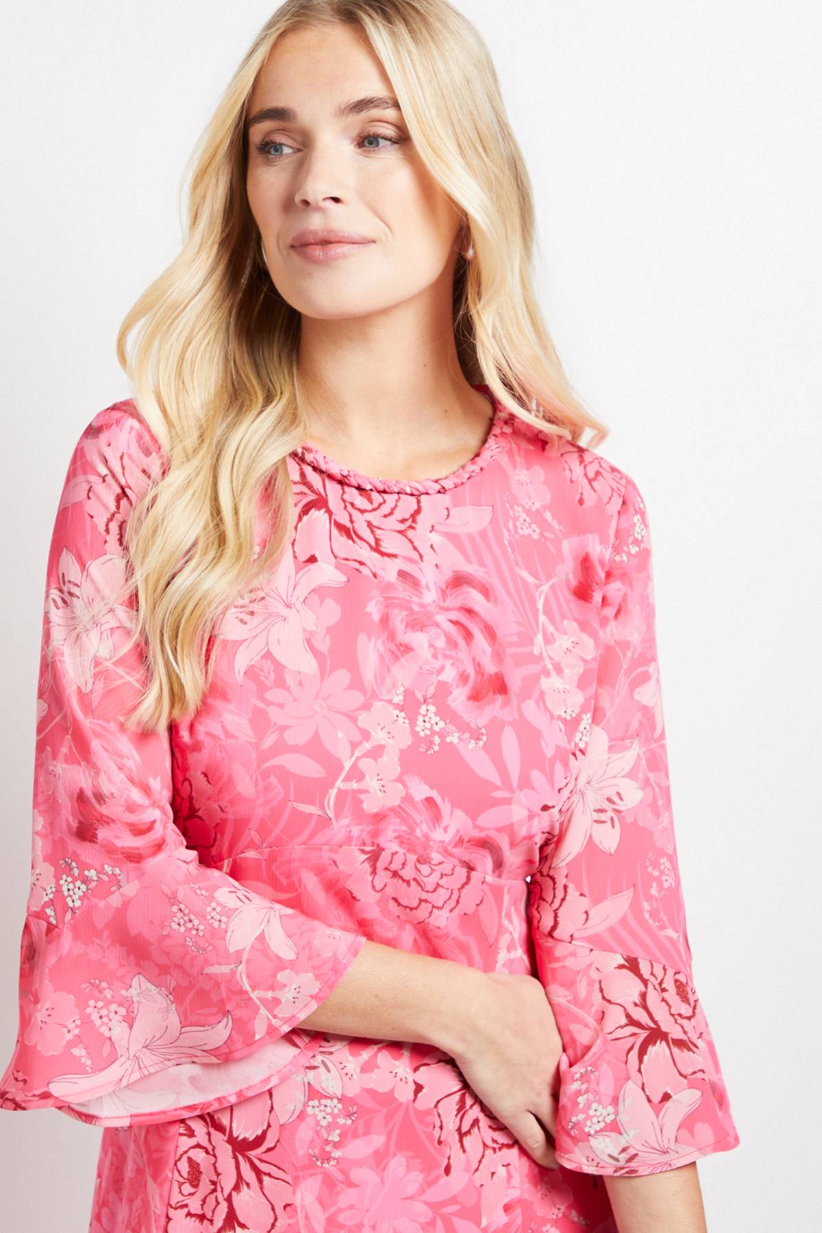 Wallis Robe Midi À Volants Avec Bordure Florale Au Col Petite